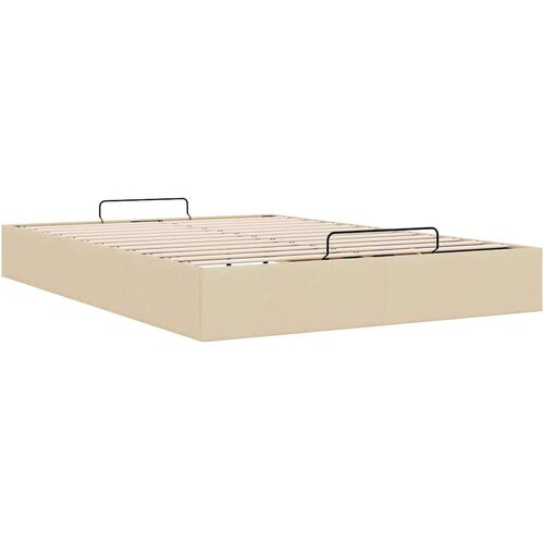 VidaXL otomanski okvir kreveta bez madraca krem 140x200 cm od tkanine Slike