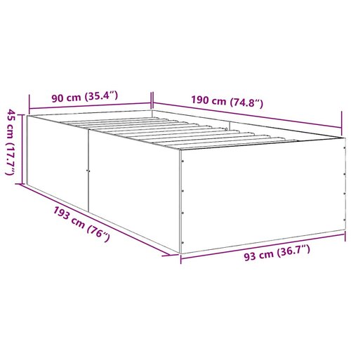  Okvir za krevet boja hrasta 90x190 cm konstruirano drvo Slike
