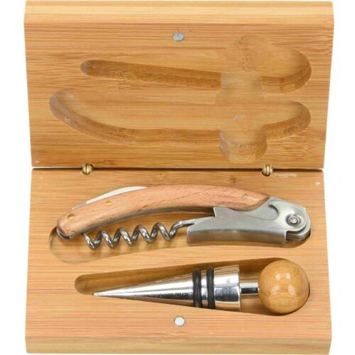  Set vinski Kerner, 2-djelni u kutiji od bambusa 13x9x3,3 cm Cene