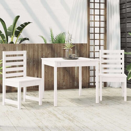  3-dijelni vrtni bistro set bijeli od masivne borovine Slike