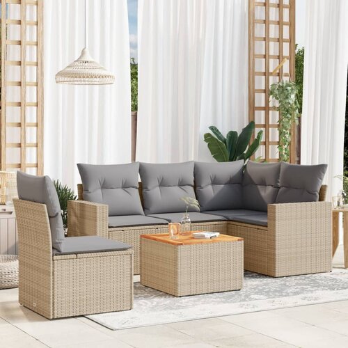 vidaXL 6-dijelni set vrtnih sofa s jastucima bež od poliratana Cijene