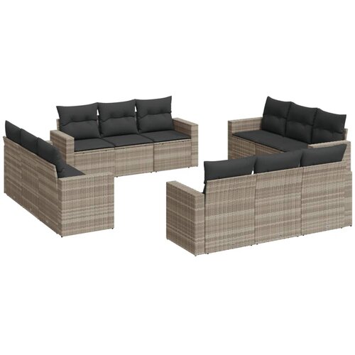  12-dijelni set vrtnih sofa poliratan s jastucima svijetlosivi Slike
