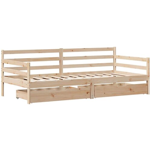  Dnevni krevet s ladicama bez madraca bijeli 80x200 cm masivno drvo Slike