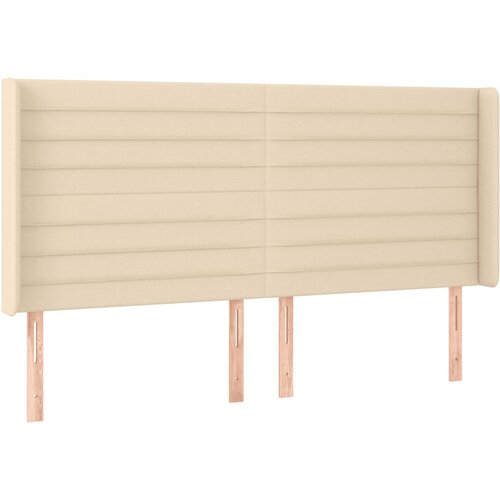  LED uzglavlje krem 203 x 16 x 118/128 cm od tkanine Slike