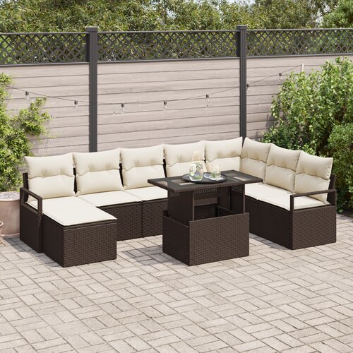vidaXL 9-delni vrtni sofa set z blazinami rjava poli ratan Cene