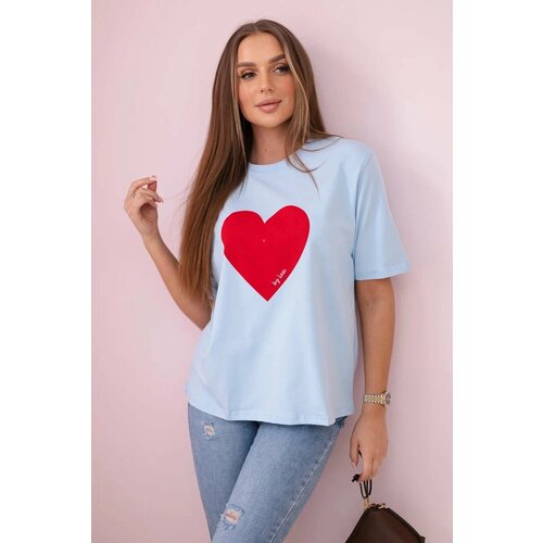 Kesi Cotton blouse with blue heart print Slike