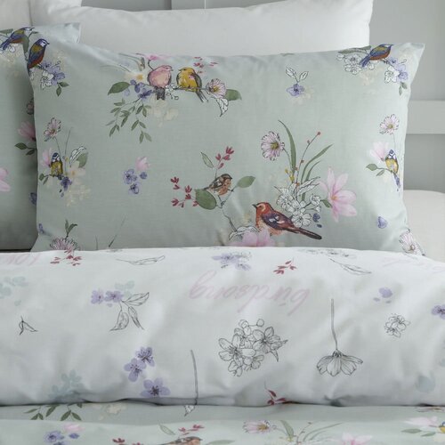 Catherine Lansfield Svijetlo zelena posteljina za bračni krevet/za produženi krevet 230x220 cm Songbird &amp;ndash; Slike