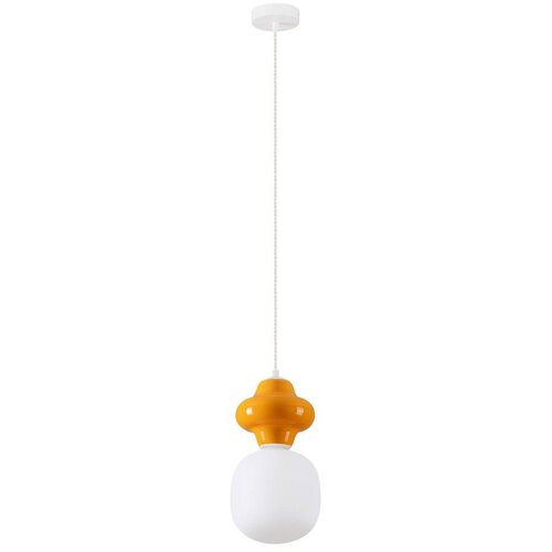 Nova Luce Bela/oranžna keramična viseča svetilka s steklenim senčilom &oslash; 18 cm Clio &ndash; Cene