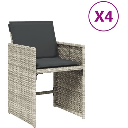 Maison Chic Vrtni stoli - Stol za vrt z blazinami 4 kosi svetlo siv poli ratan JS2297, (21876225) Slike