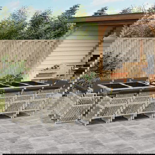 VidaXL 15-dijelni vrtni blagovaonski set s jastucima svijetlosivi Slike
