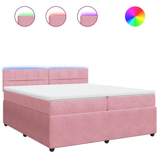 vidaXL Box spring postelja z vzmetnico roza 200x200 cm žamet, (21310670) Cene
