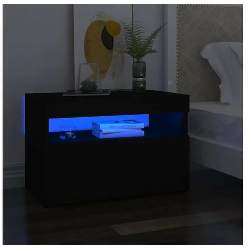  Nočna omarica z LED lučkami črna 60x35x40 cm iverna plošča