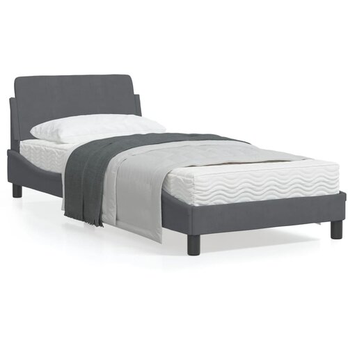 VidaXL Okvir za krevet s uzglavljem tamnosivi 90x190 cm bar&amp;scaron;unasti Slike