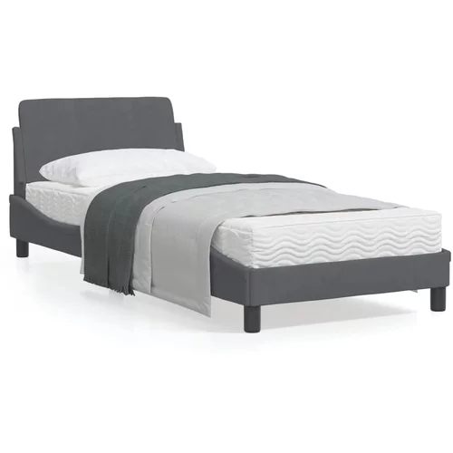 vidaXL Okvir za krevet s uzglavljem tamnosivi 90x190 cm baršunasti