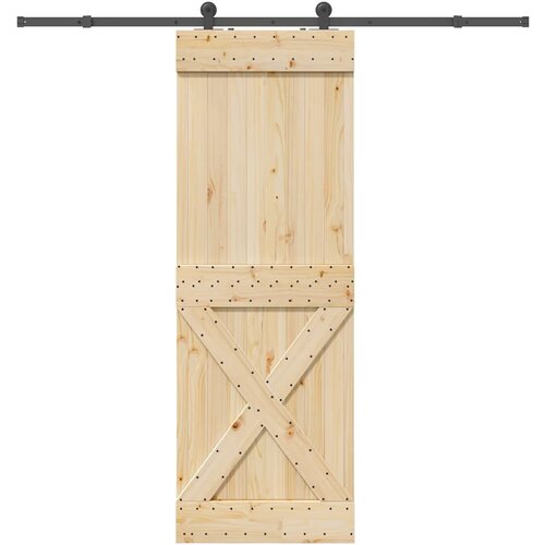 VidaXL Klizna vrata s priborom za montažu 80 x 210 cm masivna borovina Slike