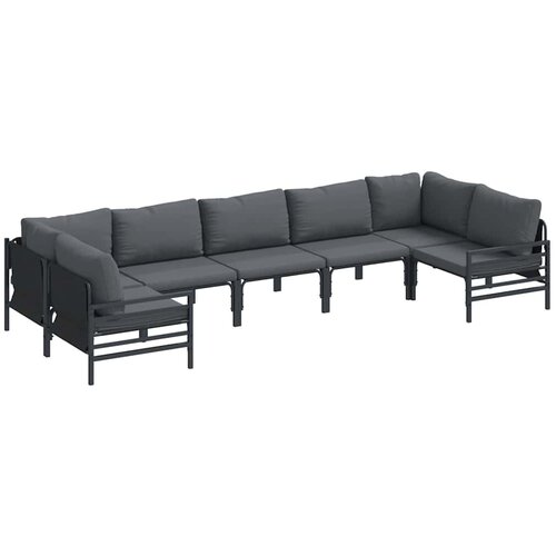 vidaXL Vrtna sedežna garnitura z blazino 7 pcs Črna Jeklo, (5000143943) Cene
