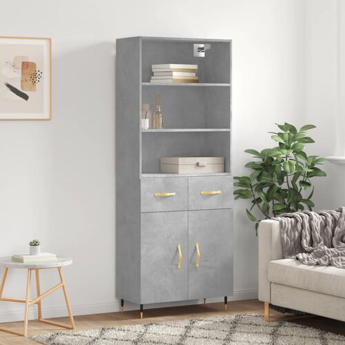 VidaXL Visoka komoda siva betona 69 5x34x180 cm od konstruiranog drva Slike