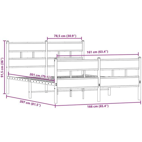 vidaXL Metalni okvir kreveta bez madraca boja hrasta 160x200 cm Cijene