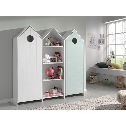 Vipack bijela/svijetlo plava otvorena dječja garderoba 173x171,5 cm casami Slike