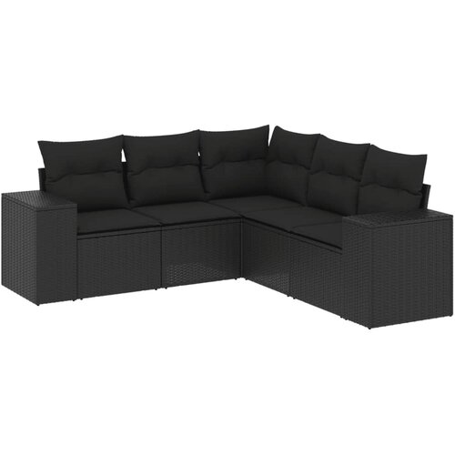 Maison Chic Seti vrtnega pohištva - Vrtna garnitura - Vrtni pohištvo set 5-delna z blazinami črn poli ratan, (21820048) Cene