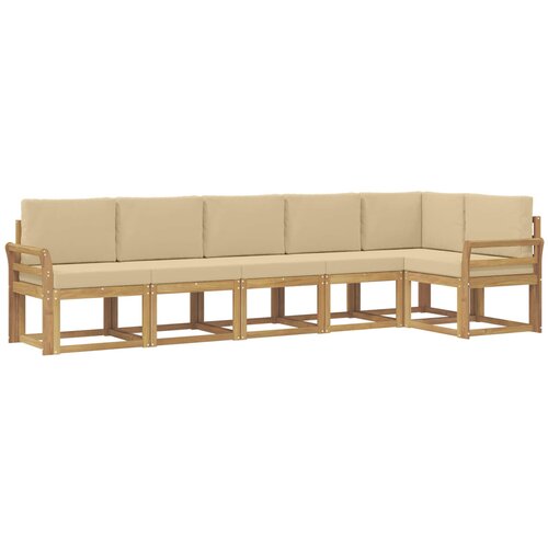 vidaXL Zunanja garnitura za sedenje 6 pcs Bela in bež Poliester, (5000282042) Cene