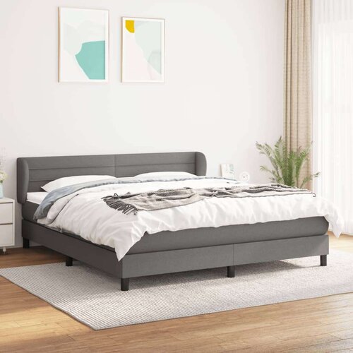  Box spring postelja z vzmetnico temno siva 180x200 cm blago, (20930295) Slike