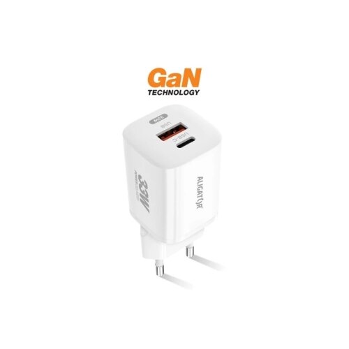ALIGATOR CHPD0020 - Brzi punjač GaN PD 33W s USB-A i USB-C, beo Slike