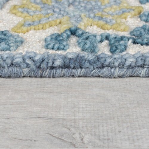 Flair Rugs Plavi/boje slonovače ručno rađen tepih od mje&amp;scaron;avine vune 200x290 cm Myla Floral Frame &amp;ndash; Slike
