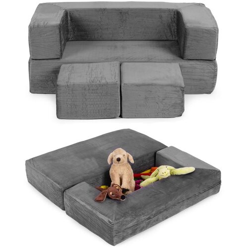 ECO TOYS Modularna sklopiva sofa za djecu &amp;ndash; 4 mekana jastuka, siva, Slike