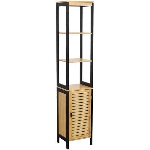 Tendance CEBU kupatilski ormarić sa 3 POLICE I VRATIMA 173X34X30CM MDF/BAMBUS Crna Cene