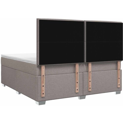  Boxspring krevet s madracem Sivosmeđa 160 x 200 cm Tkanina Smeđesiva 160 x 200 x 140.5 cm Slike