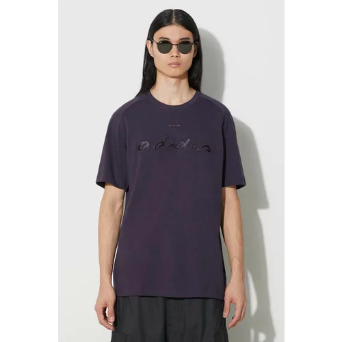 Adidas Bombažna kratka majica Fashion Graphic moška, vijolična barva, IT7493
