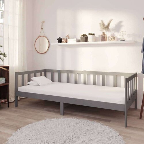  Dnevna postelja z vzmetnico 90x200 cm siva trdna borovina, (20644241) Slike