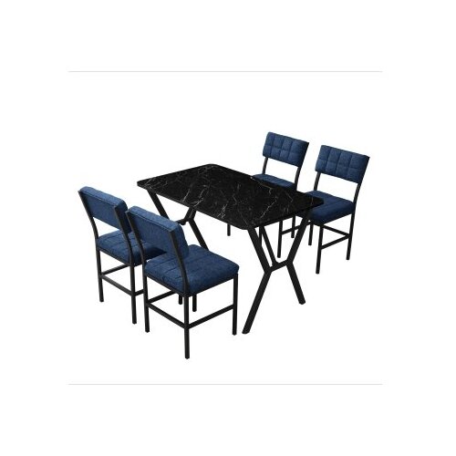 Hanah home Set Trpezarijski sto i 4 stolice Dubai Navy Blue Black Slike