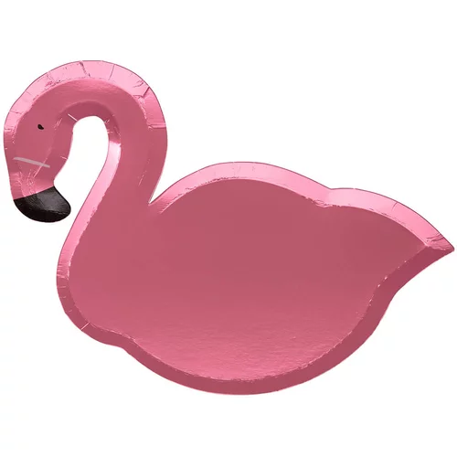 Meri Meri papirnati tanjuri die cut pink flamingo (8 komada)