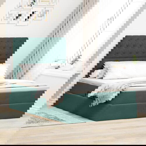 vidaXL Krevet S LED lampica s pohranom Tamnozelena 120 x 200 cm Baršun Cijene