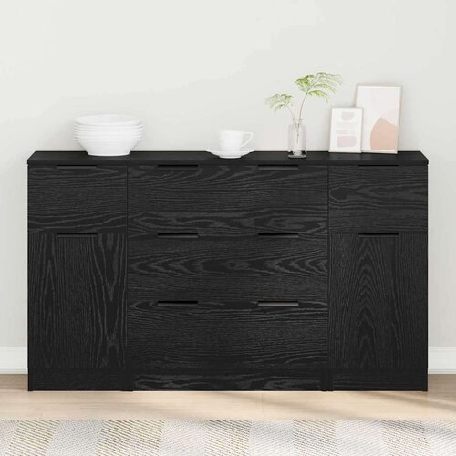 vidaXL Kreveta 3 pcs Crni hrast 121 x 30 x 70 cm Konstruirano drvo Cijene