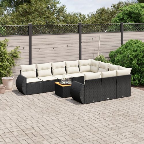 vidaXL 11-dijelni set vrtnih sofa od poliratana s jastucima crni Cijene