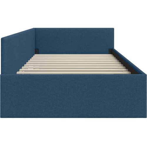  Kutni okvir kreveta s uzglavljem Plava 100 cm x 200 cm tkanina Slike