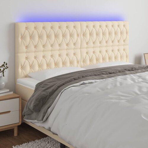 vidaXL LED uzglavlje krem 200x7x118/128 cm od tkanine Cijene