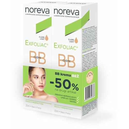 Noreva promo 1+50% gratis exfoliac bb krema- clair, 30ml Cene