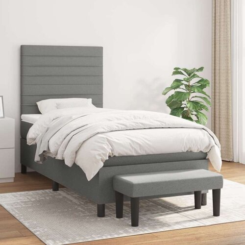  Box spring postelja z vzmetnico temno siva 90x200 cm blago, (20899279) Slike