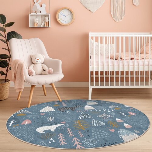 Mila Home Modra pralna otro&amp;scaron;ka preproga &amp;oslash;120 cm Forest Land &amp;ndash; Slike