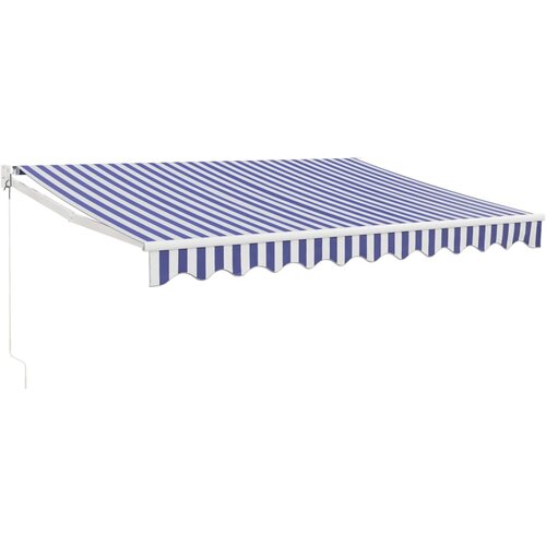 Tenda na uvlačenje plavo-bijela 3,5 x 2,5 m tkanina i aluminij Slike