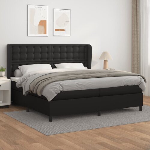 The Living Store Box spring postelja z vzmetnico črna 200x200 cm umetno usnje - Box Spring Postelja, (21520402) Cene