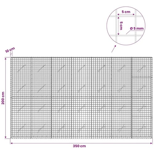  Gabion s žicom debljine 5 mm i mrežom 5x5 cm 350x10x200 cm - 10 cm 200 cm 350 cm Slike