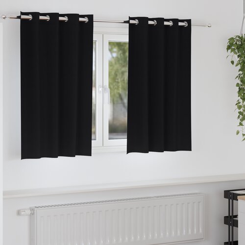 vidaXL Zavese z zavesami 2 pcs Črna 140 x 140 cm Poliester Cene