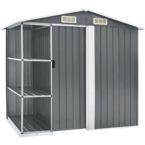 vidaXL Vrtna lopa s stojalom siva 205x130x183 cm železna Cene