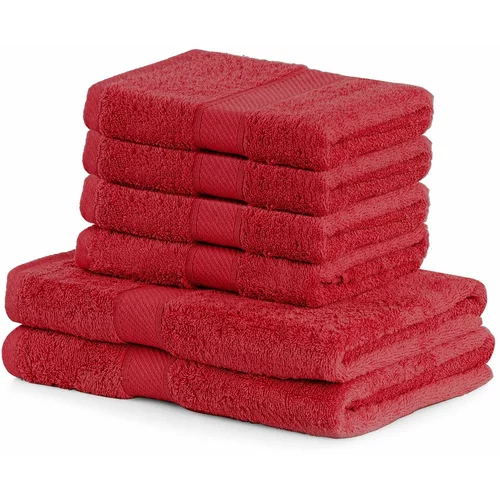 DecoKing Komplet 2 rdečih kopalnih brisač in 4 brisač Bamby Red
