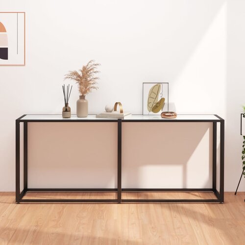  The Living Store Konzolna mizica beli marmor 180x35x75,5 cm kaljeno steklo - Konzolna Mizica, (21444928) Slike